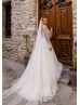 Long Sleeves Beaded Ivory Lace Tulle Timeless Wedding Dress
